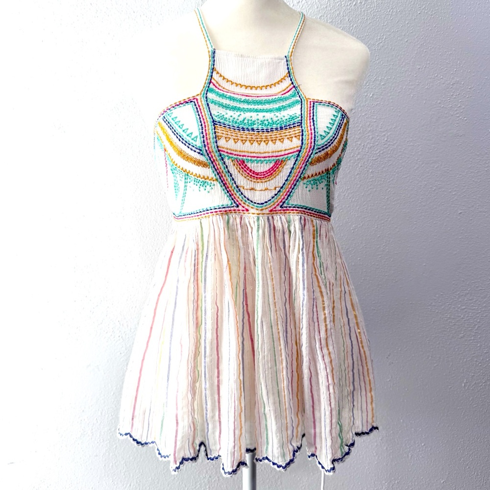 Floreat Anthropologie embroidered trapeze tank 00